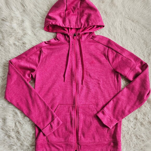 Adidas Women's Pink Long Sleeve Gym Training Run Full Zip Hoodie Jacket Size S - Picture 2 of 11